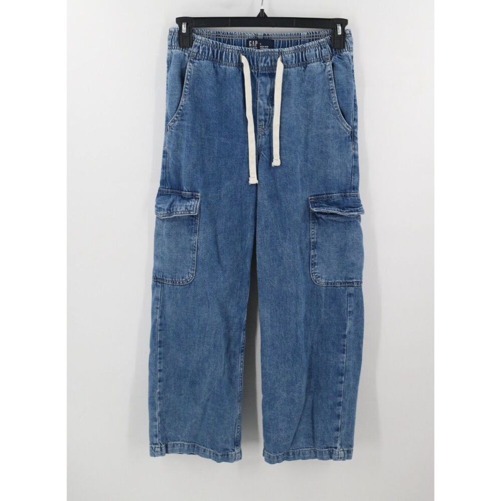 Gap Womens High Rise Wide Leg Drawstring Jeans Cargo Size Small Comfort